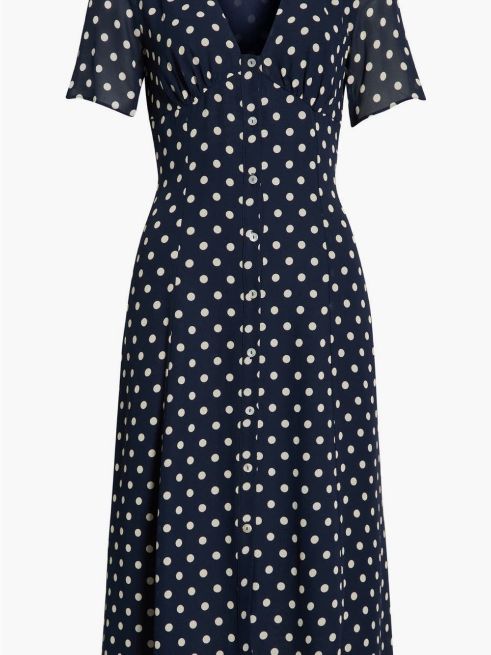 Reformation Navy Polka Dot Button-Front Dress - Picture 1 of 4